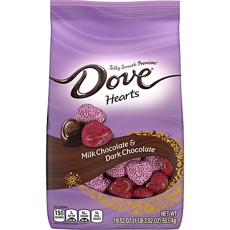 Dove Milk Chocolate And Dark Chocolate Hearts Valentines Day Candy Assortment - 19.52 Oz