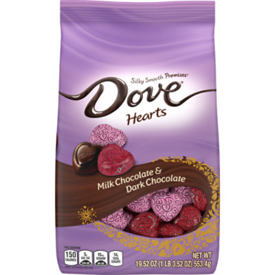 Dove Milk Chocolate And Dark Chocolate Hearts Valentines Day Candy Assortment - 19.52 Oz