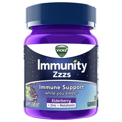 Vicks Immunity Zzzs Dietary Supplement Immune Gummies Elderberry - 28 Count - Image 3