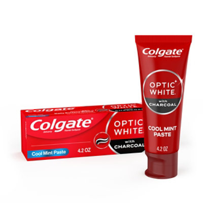 Colgate Optic White Teeth Whitening Charcoal Toothpaste Cool Mint - 4.2 Oz