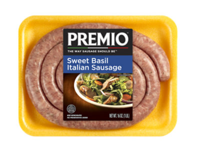 Premio Sweet Basil Italian Sausage - 16 OZ - Image 1