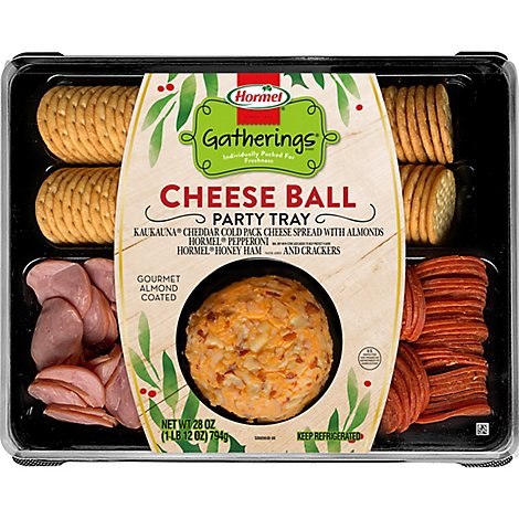 Hormel Cheese Ball Tray With Pepperoni And Ham - 28 OZ