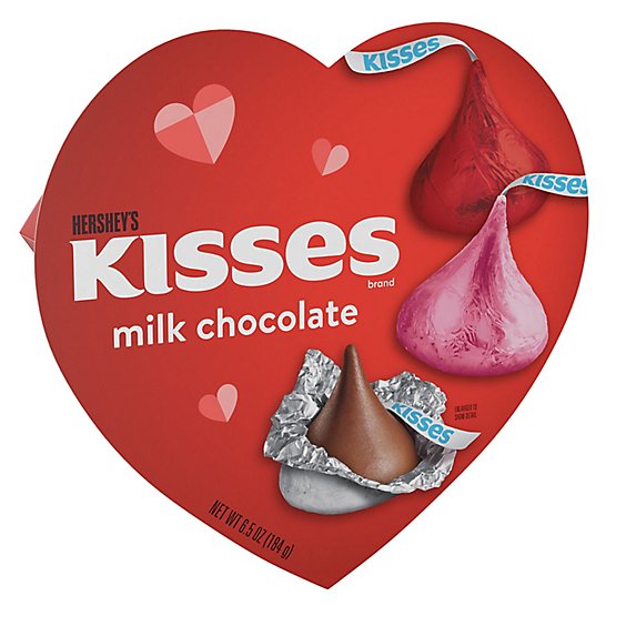 Hersheys Kisses Milk Chocolate Valentines Day Candy Gift Box - 6.5 Oz