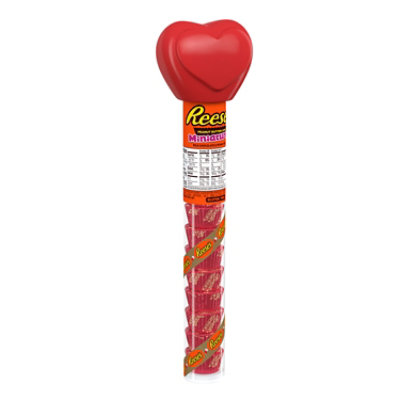 Reeses Miniatures Milk Chocolate Peanut Butter Valentines Day Candy Plastic Cane - 2.17 Oz - Image 1