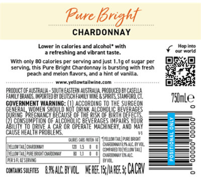 yellow tail Pure Bright Chardonnay Wine - 750 Ml - Image 3
