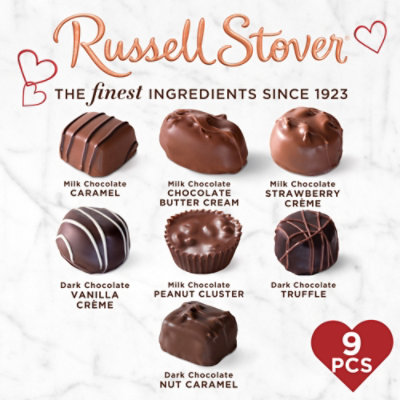 Russell Stover Valentines Day Red Foil Heart Milk & Dark Chocolate Gift Box - 5.1 Oz - Image 2