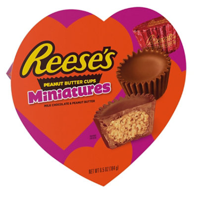 Reeses Miniatures Milk Chocolate Peanut Butter Valentines Day Candy Gift Box - 6.5 Oz
