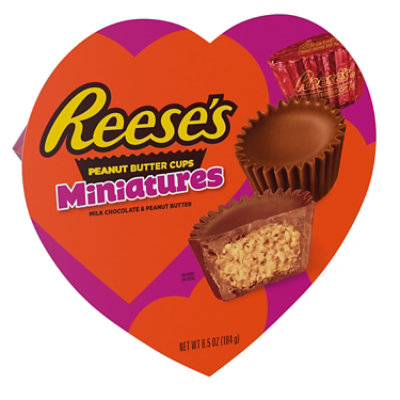 Reese's Miniatures Milk Chocolate Peanut Butter Cups Candy Heart Shaped Gift Box - 6.5 Oz