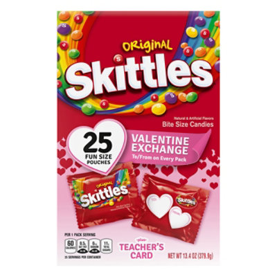 Skittles Candy Original Fun Size Valentine Class Exchange Kit 25 Count - 13.4 Oz