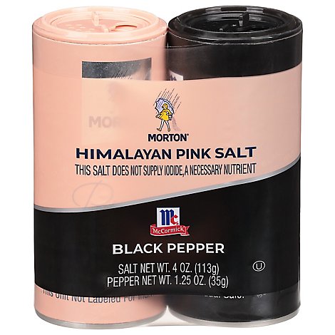 Morton Himalayan Pink Salt & Mccormick Ground Black Pepper Shakers - 5.25 OZ
