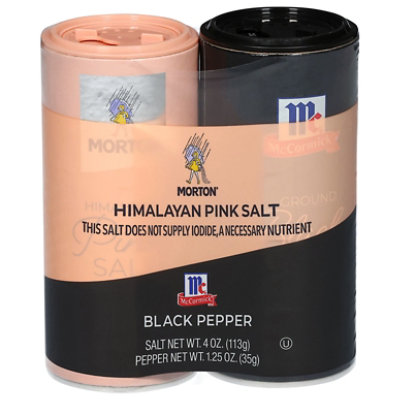Morton Himalayan Pink Salt & Mccormick Ground Black Pepper Shakers - 5.25 OZ