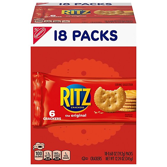 RITZ Original Crackers Snack Packs - 18-0.68 Oz