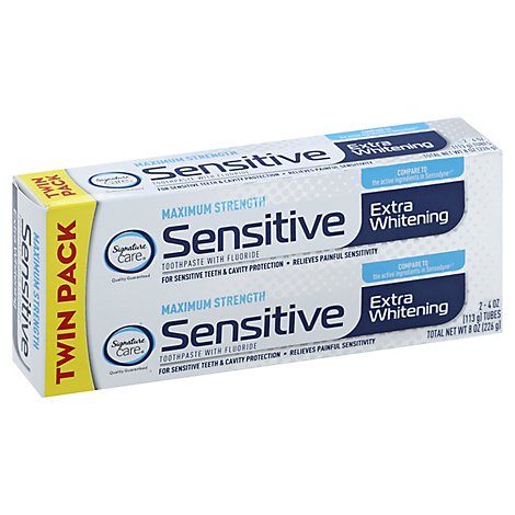 Signature Care Toothpaste Sensitive Extra Whitening Twin Pack - 2-4 OZ