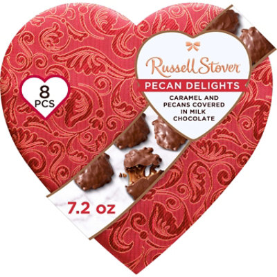 RUSSELL STOVER Valentine's Day Satin Heart Pecan Delights Milk