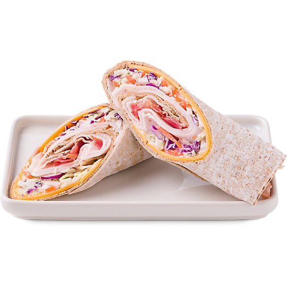 Deli Turkey Bacon Cheddar Pita Wrap Sandwich - Each (670 Cal)