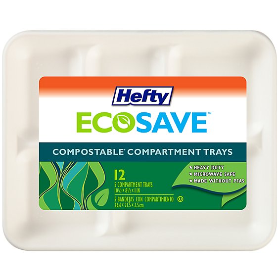 Hefty ECOSAVE 5 Compartment Trays - 12 Count