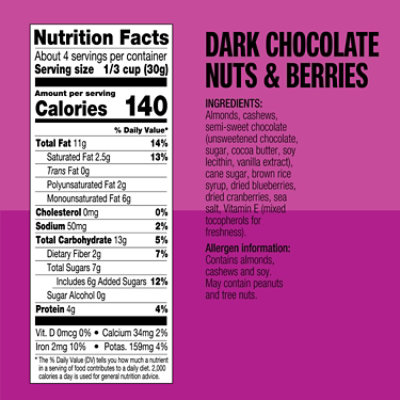 Kind Dipped Clusters Dark Chocolate Nuts & Berries - 4 Oz - Image 2