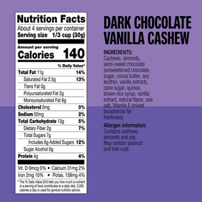 Kind Dpc Dark Choc Van Cashew - 4 OZ - Image 2