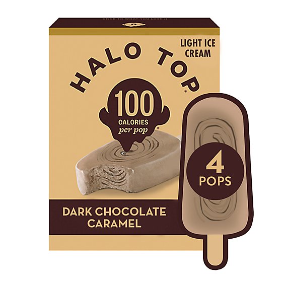 Halo Top Dark Chocolate Caramel Light Ice Cream Pops Frozen Dessert For Summer - 4 Count