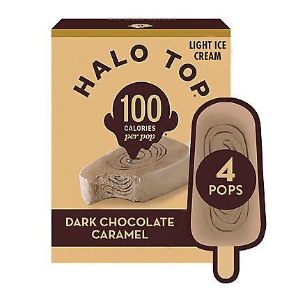 Halo Top Dark Chocolate Caramel Light Ice Cream Pops Frozen Dessert For Summer - 4 Count - Image 1