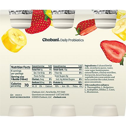 Chobani Probiotic Strawberry Banana - 6-4 OZ - Image 6