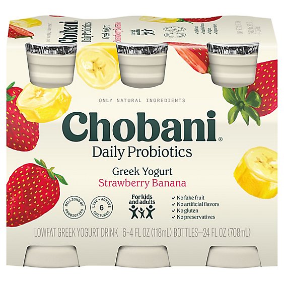 Chobani Probiotic Strawberry Banana - 6-4 OZ