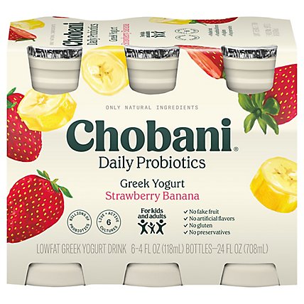 Chobani Probiotic Strawberry Banana - 6-4 OZ - Image 1
