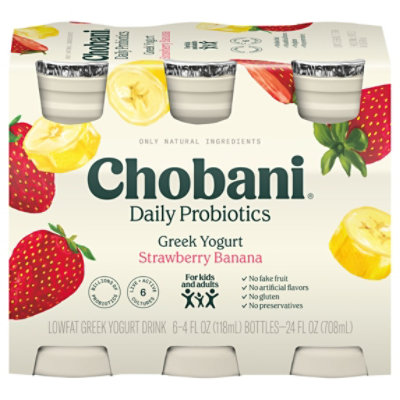 Chobani Probiotic Strawberry Banana Greek Yogurt Drink - 6-4 Oz
