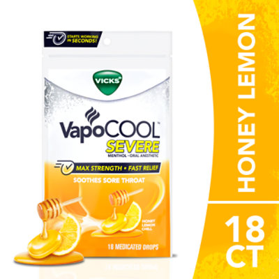 Vicks Severe Medicated Honey Lemon Drops - 18 CT - Image 1
