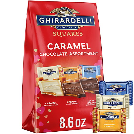 Ghirardelli Chocolate Caramel Squares Assortment  Chocolate Squares For Valentines Bag - 8.6 Oz