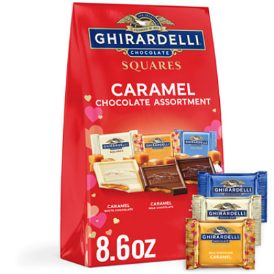 Ghirardelli Chocolate Caramel Squares Assortment  Chocolate Squares For Valentines Bag - 8.6 Oz