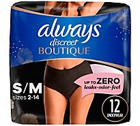 Always Discreet Boutique Size S/M Maximum Absorbency Black Low Rise Underwear - 12 Count