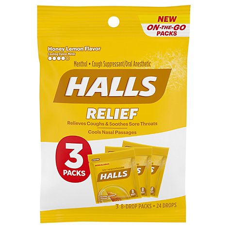 Halls Mentholyptus Cough Drops Honey Lemon - 24 CT