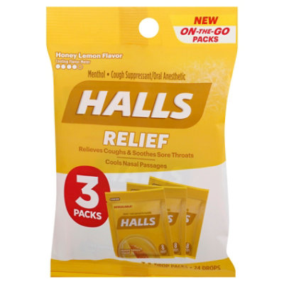 Halls Mentholyptus Cough Drops Honey Lemon - 24 CT