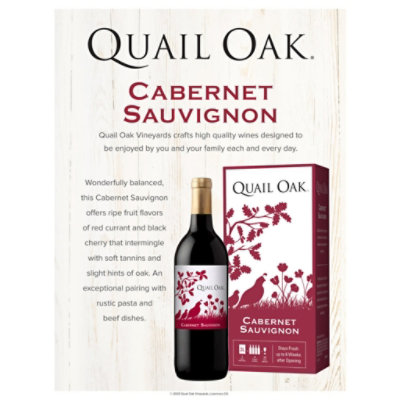 Quail Oak Cabernet 3ltr Box Wine 3 LT albertsons