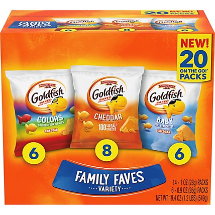 Goldfish Family Faves Crackers Cheddar Colors and Baby Crackers Snack Packs - 20 Count - Image 2