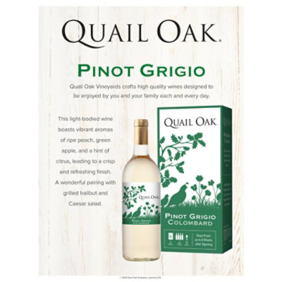 Quail Oak Pinot Grigio Box Wine - 3 LT - Image 2