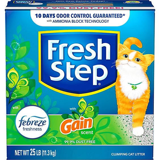 Fresh Step Refreshing Gain Scent Clumping Cat Litter With Febreze - 25 Lbs