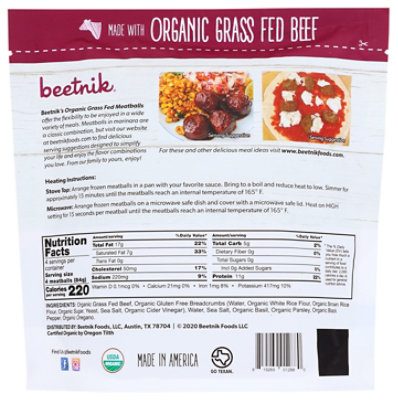 Beetnik Foods Meatball Beef Grssfd Org - 12 OZ - Image 2
