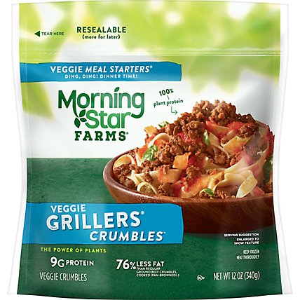 MorningStar Farms Crumbles Plant Based Protein Vegan Meat Grillers - 12 Oz - Image 2