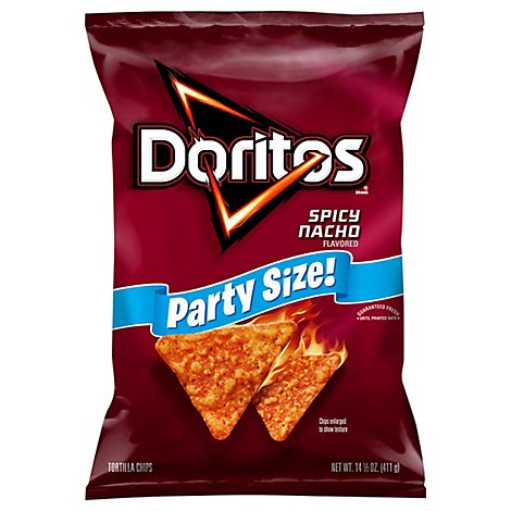 DORITOS Tortilla Chips Spicy Nacho Party Size - 14.5 OZ