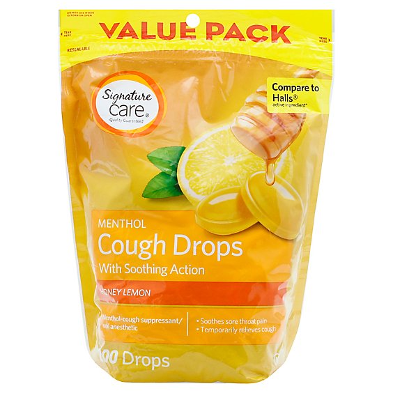 Signature Select/Care Cough Drops Menthol Honey Lemon - 200 CT