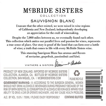 McBride Sisters Collection Marlborough Sauvignon Blanc Wine - 750 Ml - Image 4