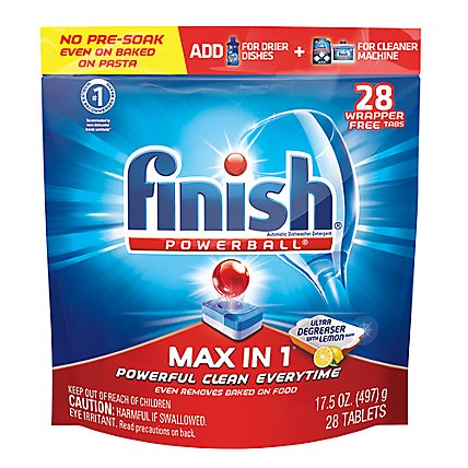 Finish Powerball Max in 1 Lemon Detergent Tablet - 28 Count - Image 1