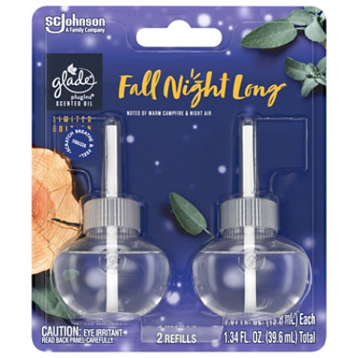 Glade Fall Night Long Plugins Scented Oil Refill Wall Plug In - 2-0.67 Fl. Oz. - Image 1