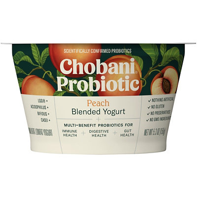 Chobani Probiotic Greek Yogurt Peach - 5.3 OZ