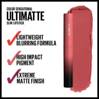 Maybelline Color Sensational Ultimatte Slim Lipstick Makeup More Blush - 0.06 Oz - Image 4