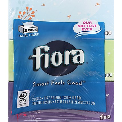 FIORA Facial Tissue 2 Ply Flat Box Pack - 3-136 Count - Image 2