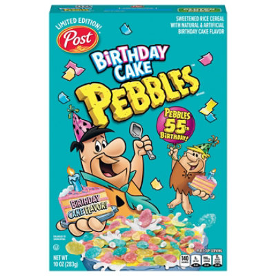 Post Birthday Cake PEBBLES Gluten Free  Breakfast Cereal Box - 10 Oz - Image 1