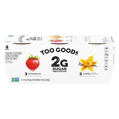 Too Good & Co. Strawberry & Vanilla Low Fat Lower Sugar Gluten Free Greek Yogurt Multipack - 6-5.3 Oz - Image 1